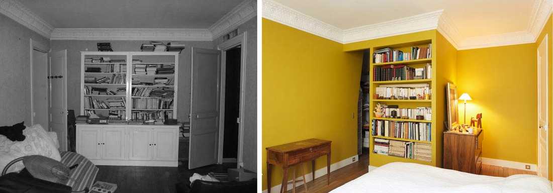 Avant - aprés salon d'un appartement aprés renovation par un architecte d'intérieur à Toulouse