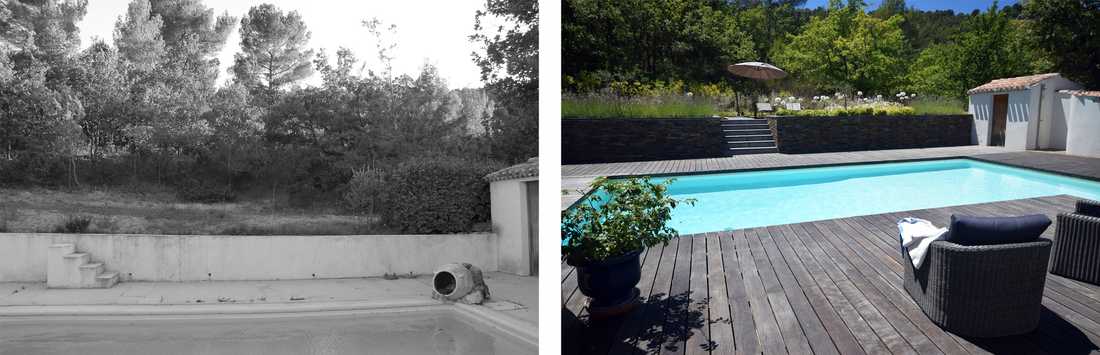 Avant-après : relooking d'un jardin avec piscine par un paysagiste à Toulouse