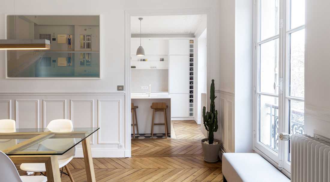 Aménagement d'un cuisine ouverte dans un salon par un architecte à Toulouse