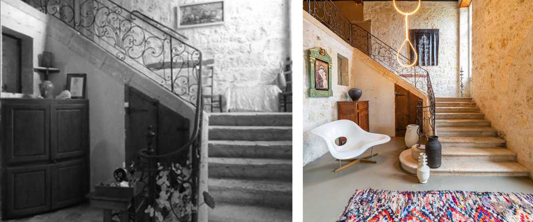 Avant-Après : Escalier conservé dans le cadre des travaux de rénovation