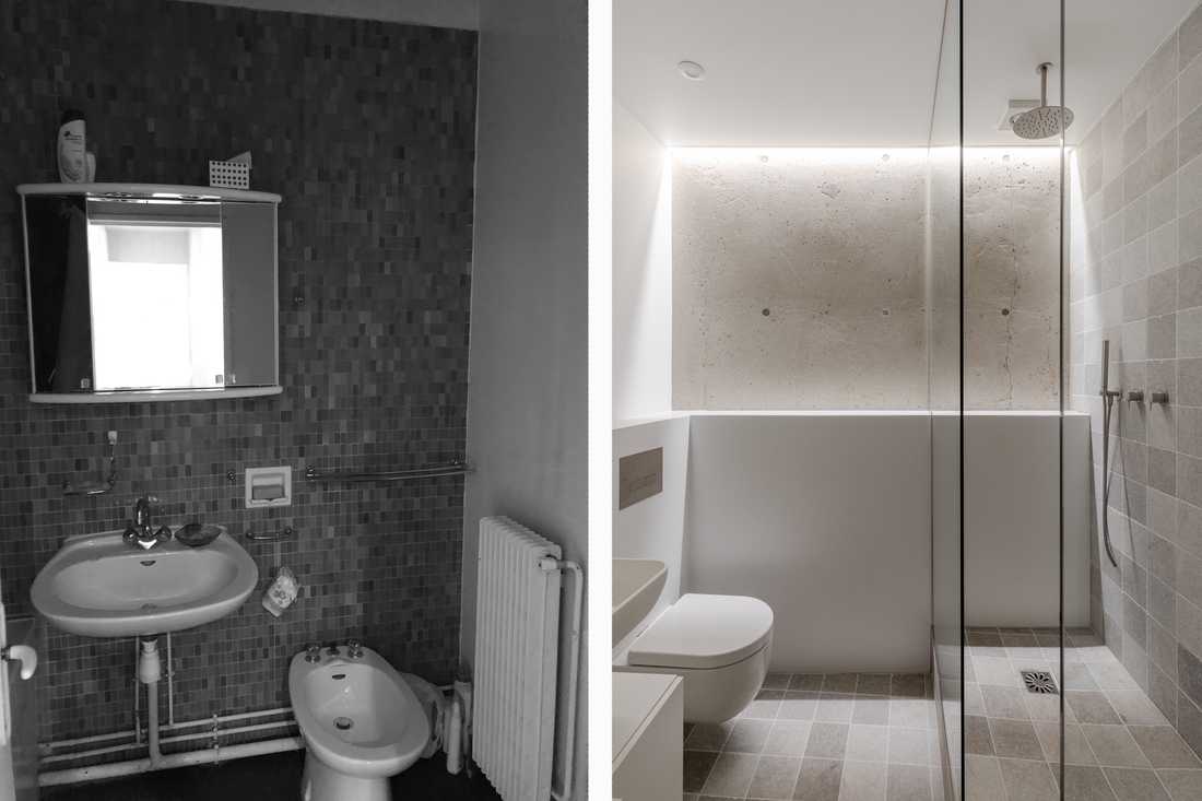 Avant - après : Rénovation de la salle de bain d'un appartement des années 70 à Toulouse