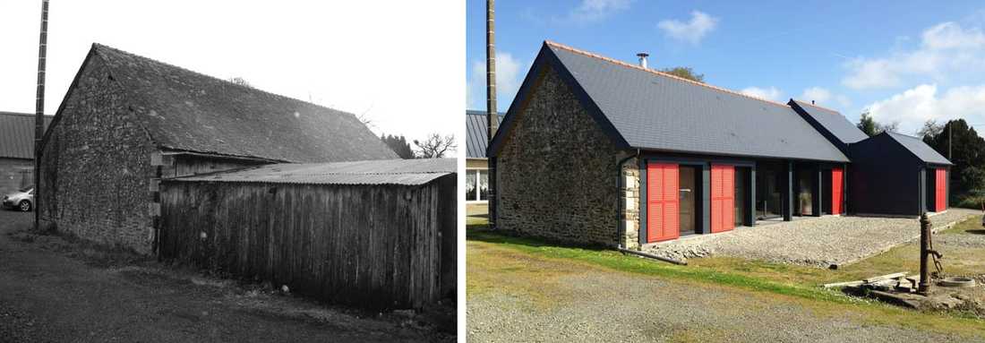 Rénovation d'un hangar dans une ferme, transformé en logement