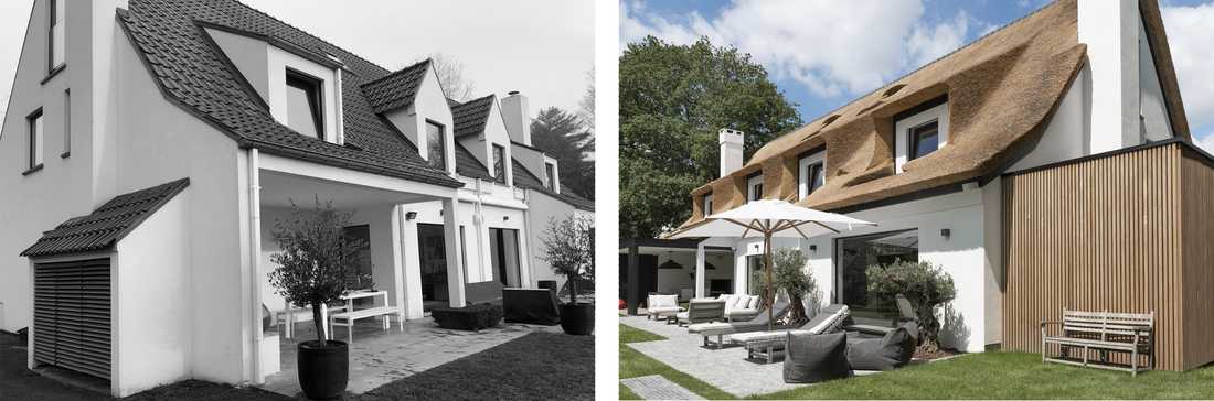 Photo avant-après de la restructuration complète d'une villa par un architecte d'intérieur à Toulouse