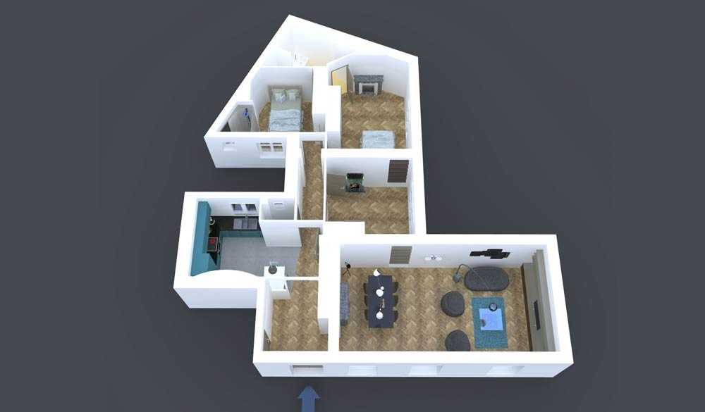 Vue 3D du proet de rénovation d'un apartement familial