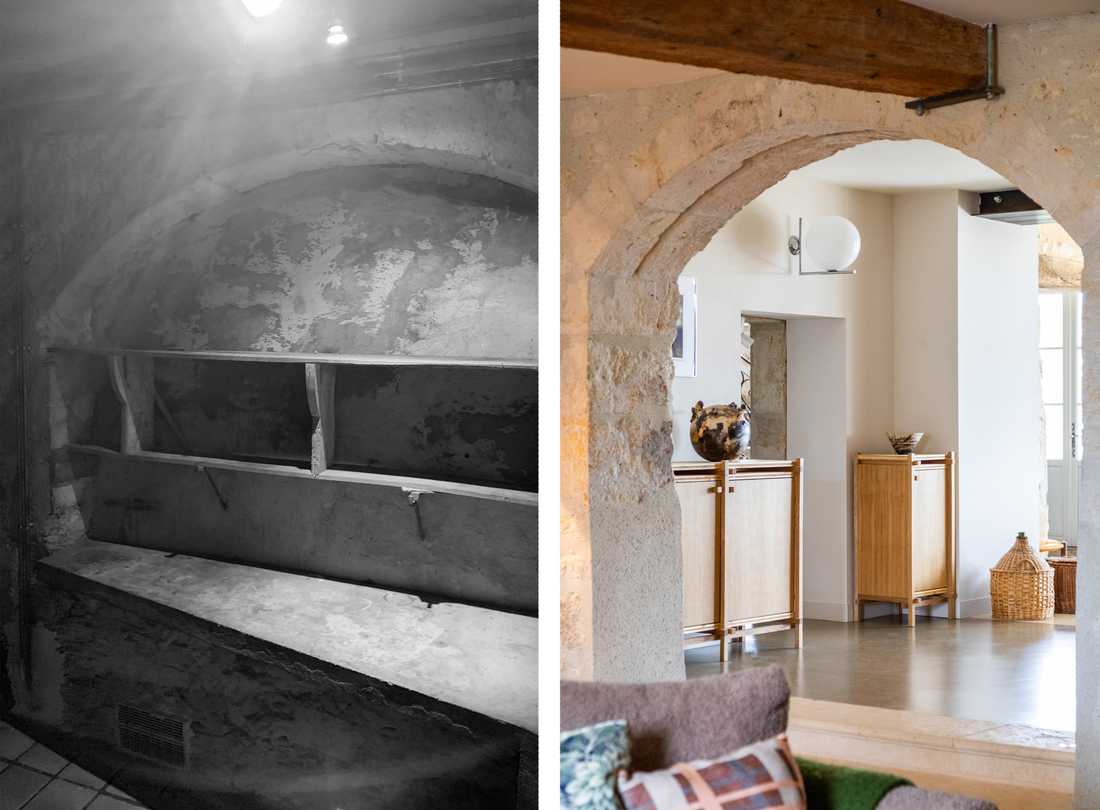 Avant-Après : Voute restauré dans le cadre de la réhabilitation d'un ancien couvent par un architecte d'intérieur