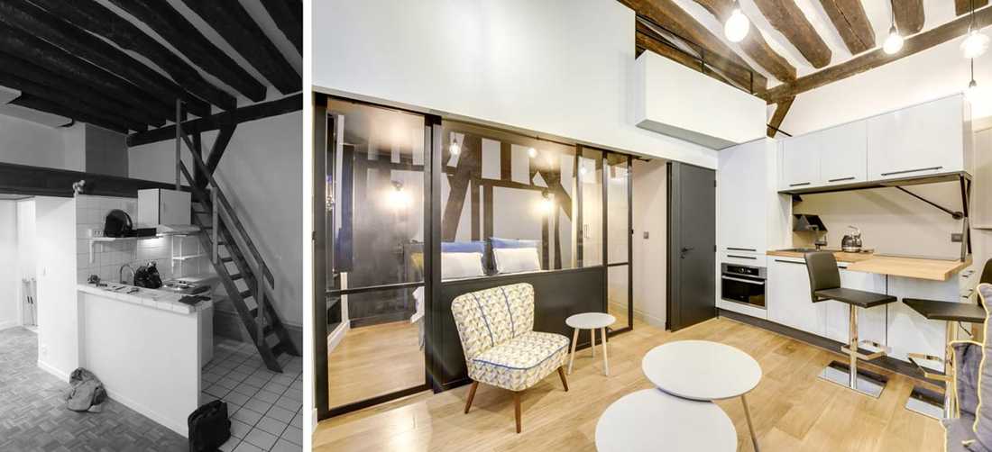 Transformation d'un studio en appartement 2-3 pièces en photos avant - après