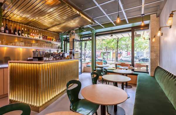 Aménagement d'un restaurant style Bistrot de quartier à Toulouse par un architecte spécialiste de l'architecture commerciale.