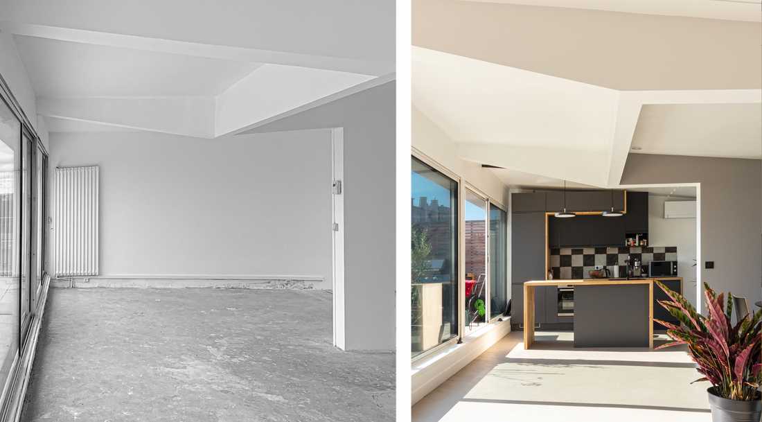 Avant-Après : Aménagement d'une cuisine ouverte dans un duplex par un architecte à Toulouse